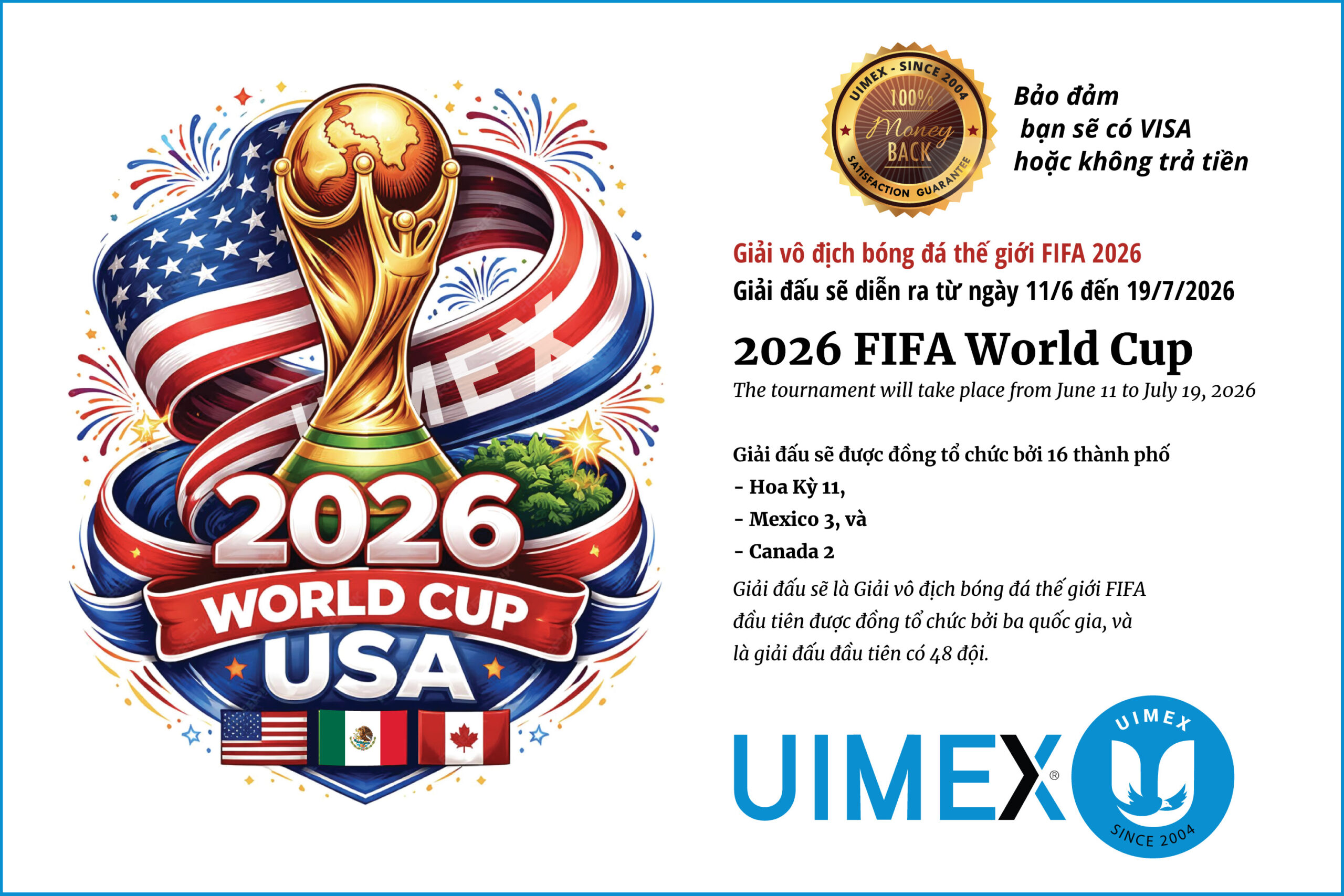 The 2026 FIFA World Cup will be jointly hosted by Canada, Mexico, and the United States from June 11 to July 19, 2026